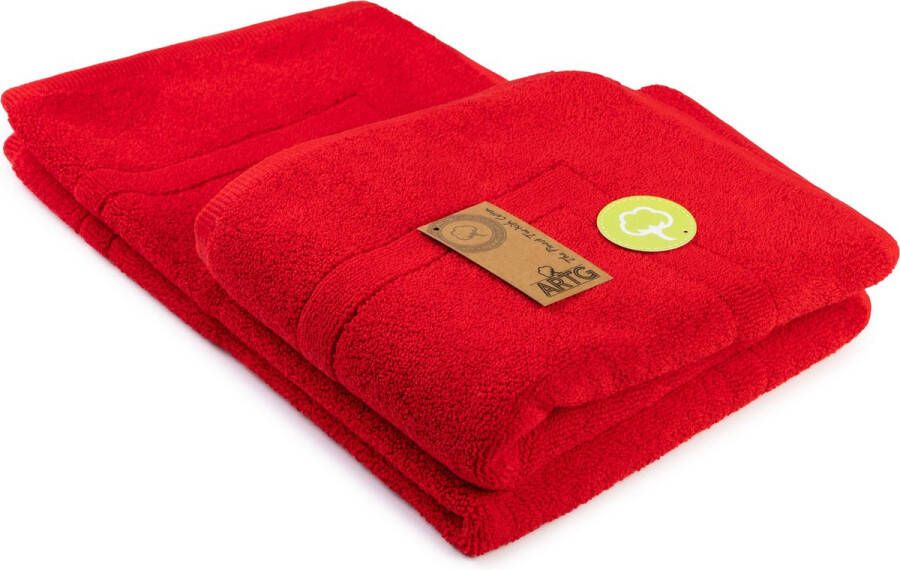 ARTG Towelzz® Badmat 100% Katoen Zware kwaliteit 50 x 80 cm Rood Fire Red SET van 2 stuks