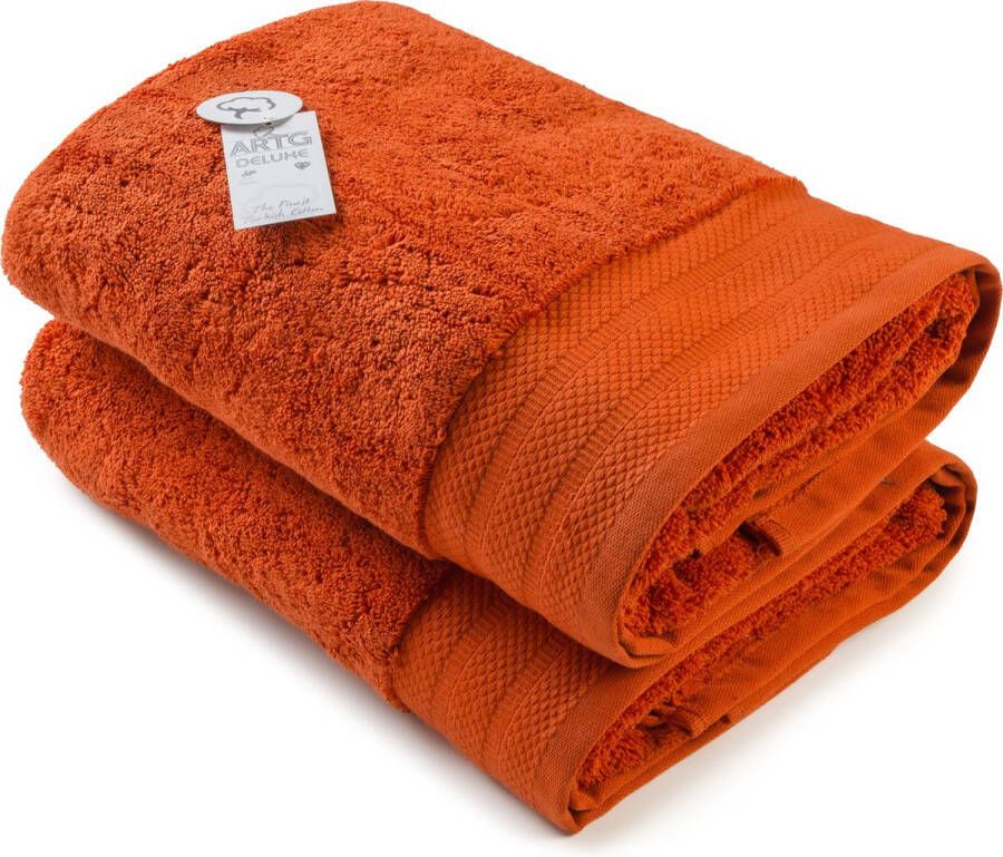 ARTG Towelzz DeLuxe Badhanddoek 70 x 140 cm Steenrood Brick Red 700 gram m2 Set 2 stuks