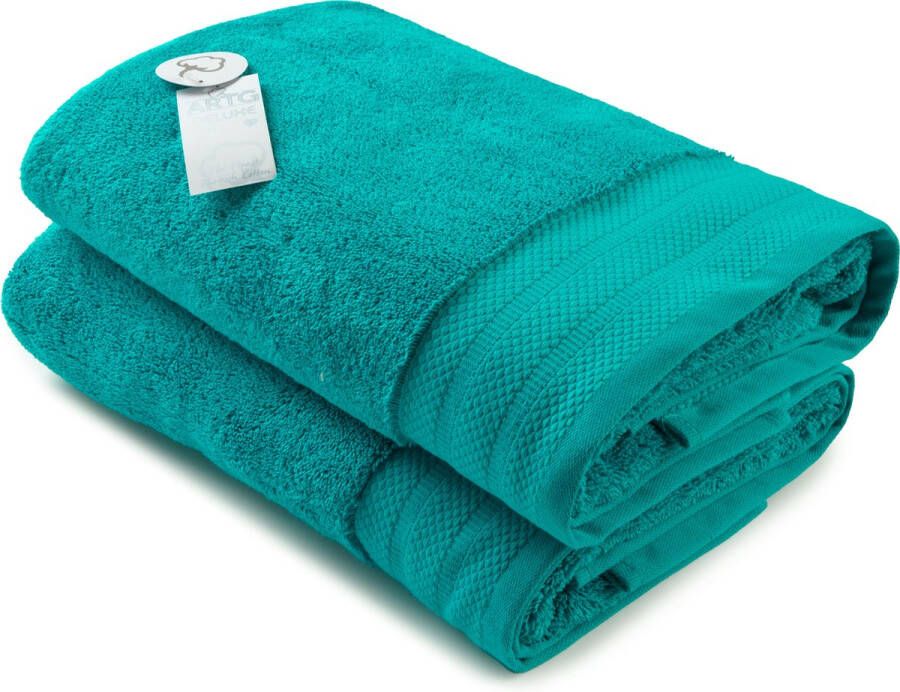 ARTG Towelzz DeLuxe Badhanddoek 70 x 140 cm Turquoise Deep Blue 700 gram m2 Set 2 stuks