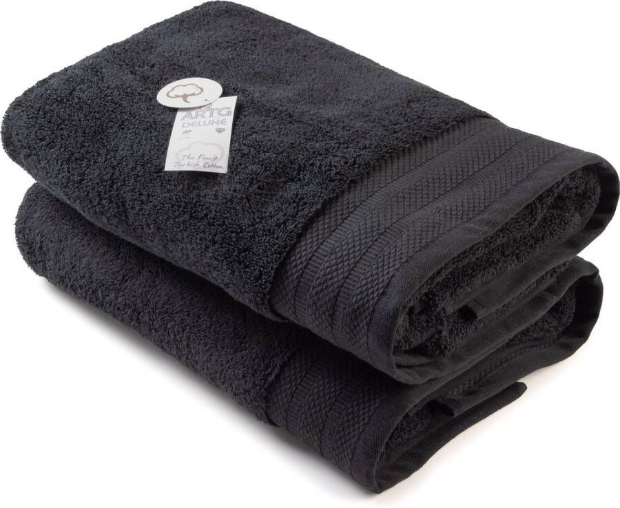 ARTG Towelzz DeLuxe Badhanddoek 70 x 140 cm Zwart Black 700 gram m2 Set 2 stuks