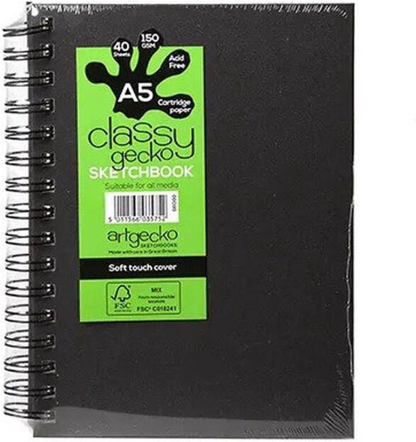 Artgecko Classy Spiraal Schetsboek A5 Portret 150gr 40 vel Wit