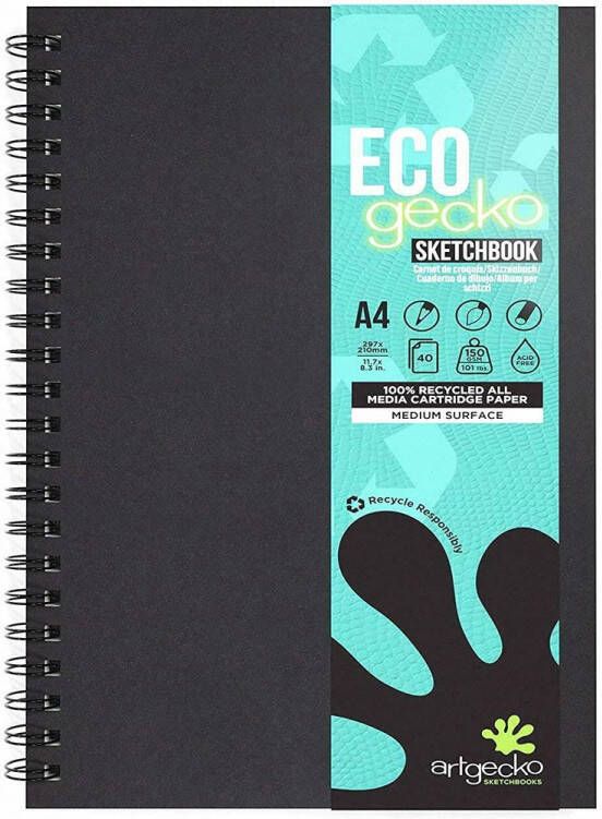 Artgecko Eco Spiraal Schetsboek A4 150gr 40 vel Wit