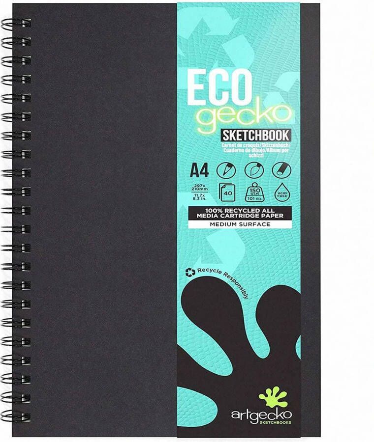 Artgecko Eco Spiraal Schetsboek A4 150gr 40 vel Wit
