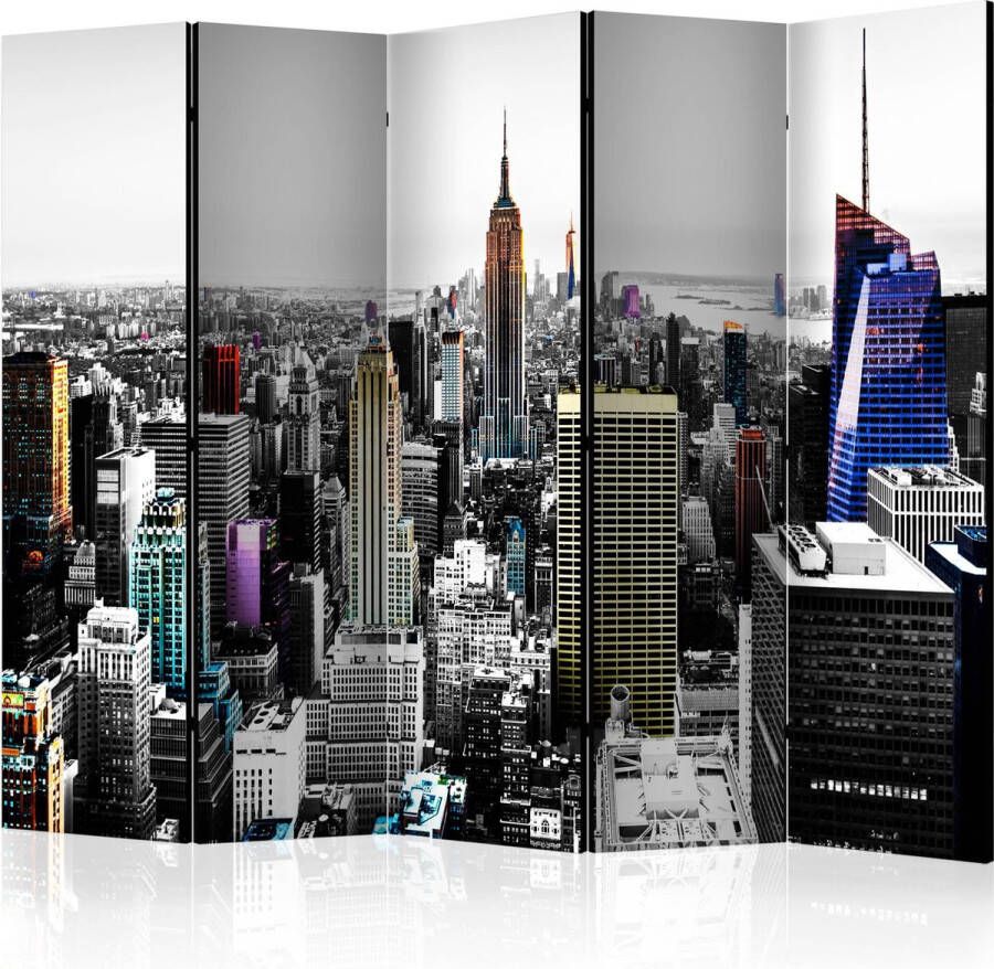 Artgeist 3D Tapijt Vouwscherm Kamerscherm Scheidingswand Iridescent skyscrapers II [Room Dividers] 225x172 3D Tapijt