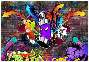 Artgeist Graffiti Colourful Attack Vlies Fotobehang 100x70cm 2-banen