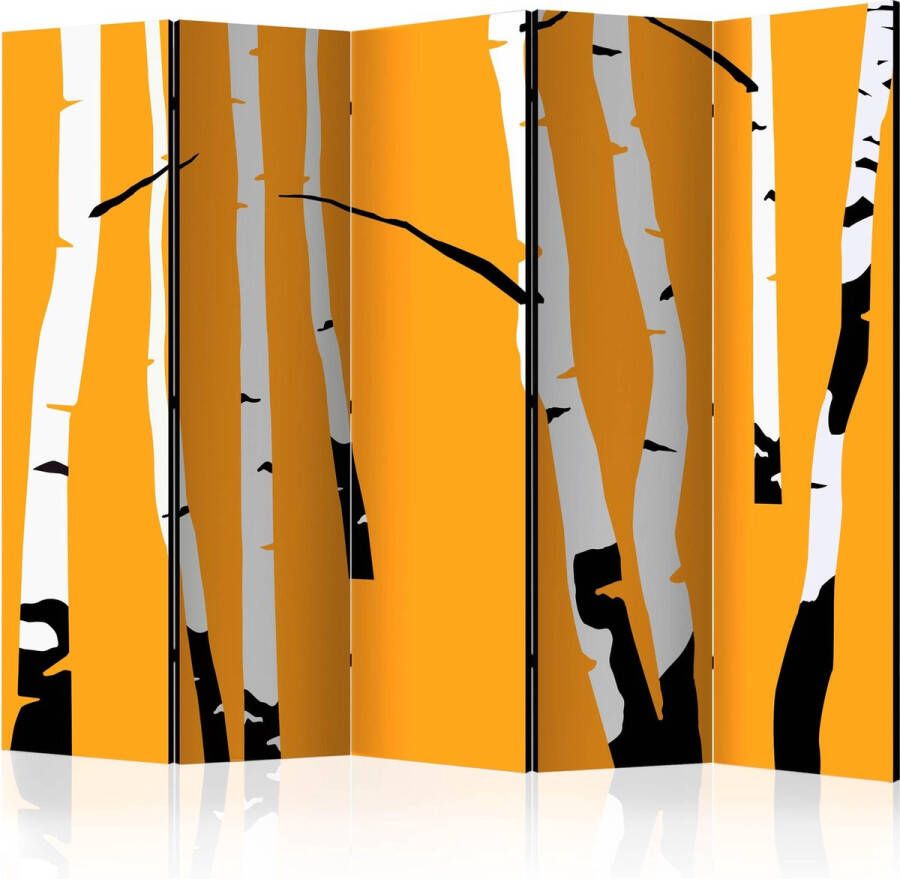 Artgeist Kamerscherm Scheidingswand Vouwscherm Birches on the orange background II [Room Dividers] 225x172 Vouwscherm