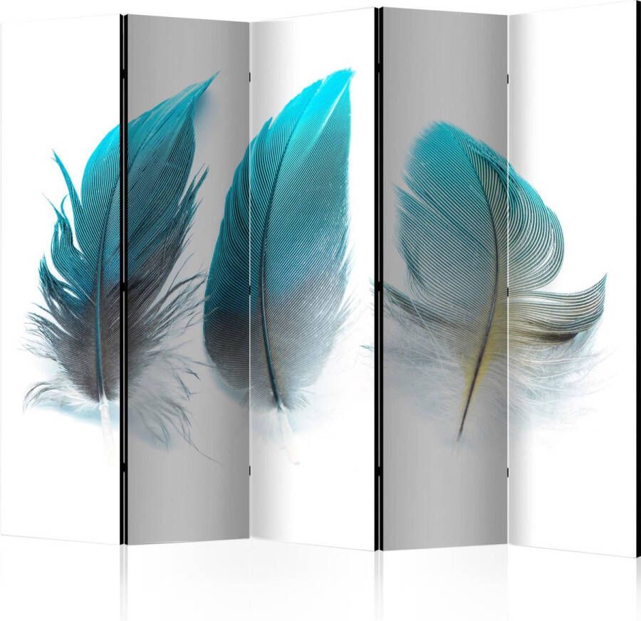 Artgeist Kamerscherm Scheidingswand Vouwscherm Blue Feathers II [Room Dividers] 225x172 Vouwscherm