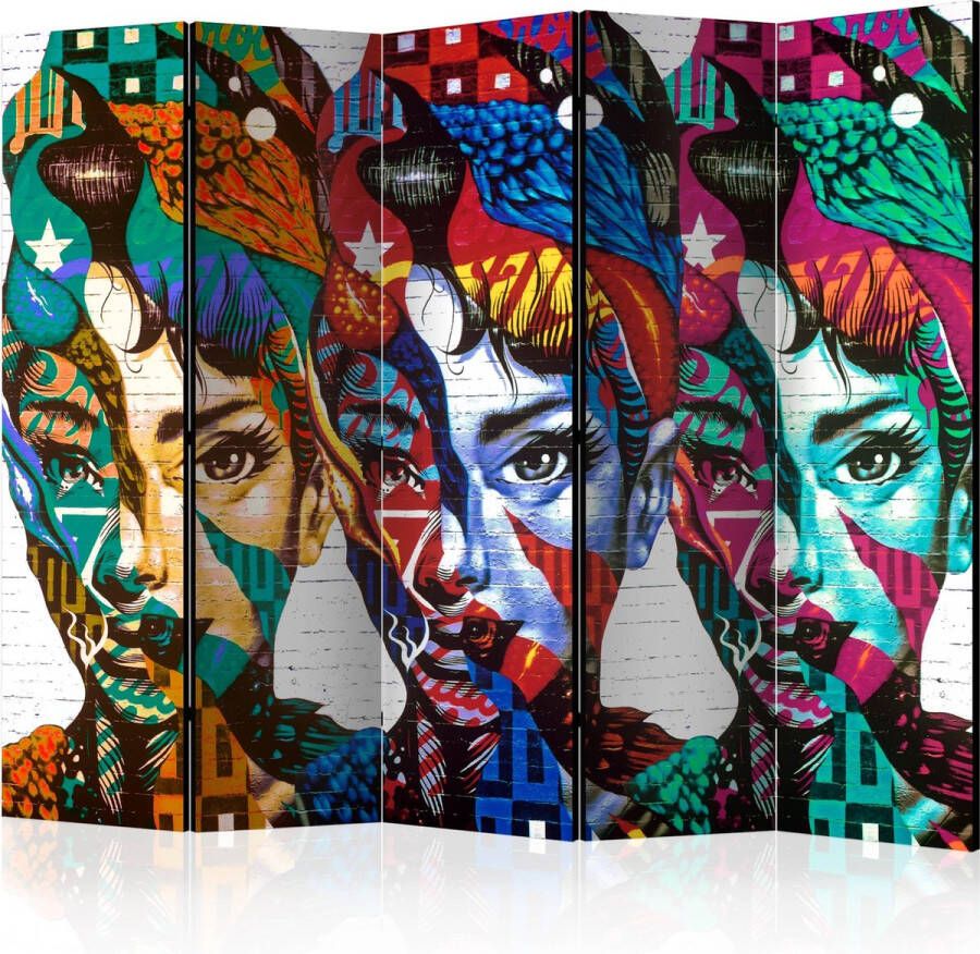 Artgeist Kamerscherm Scheidingswand Vouwscherm Colorful Faces II [Room Dividers] 225x172 Vouwscherm