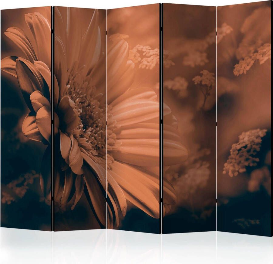 Artgeist Kamerscherm Scheidingswand Vouwscherm Gerbera in bronze II [Room Dividers] 225x172 Vouwscherm