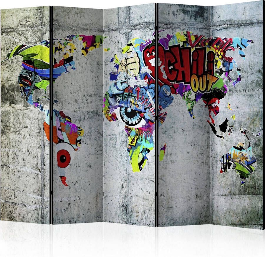 Artgeist Kamerscherm Scheidingswand Vouwscherm Graffiti World [Room Dividers] 225x172 Vouwscherm
