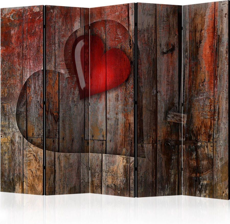 Artgeist Kamerscherm Scheidingswand Vouwscherm Heart on wooden background II [Room Dividers] 225x172 Vouwscherm