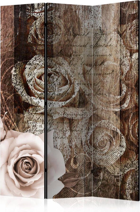 Artgeist Kamerscherm Scheidingswand Vouwscherm Old Wood & Roses [Room Dividers] 135x172 Vouwscherm