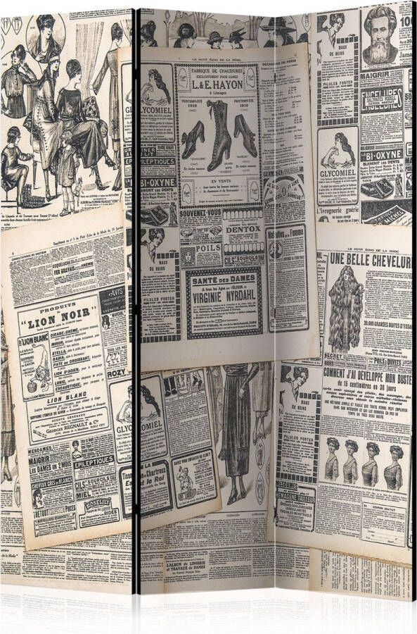 Artgeist Kamerscherm Scheidingswand Vouwscherm Vintage Newspapers [Room Dividers] 135x172 Vouwscherm