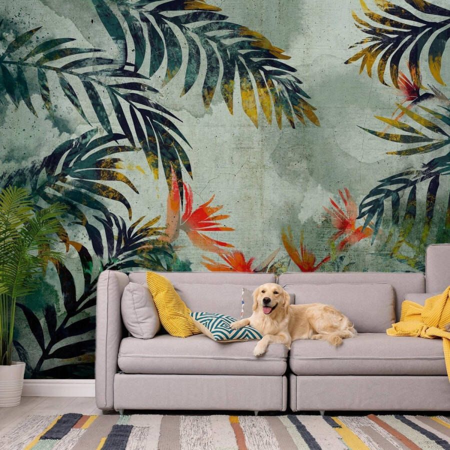 Artgeist Walljar Zelfklevend fotobehang Jungle Flowers 245 x 175 cm