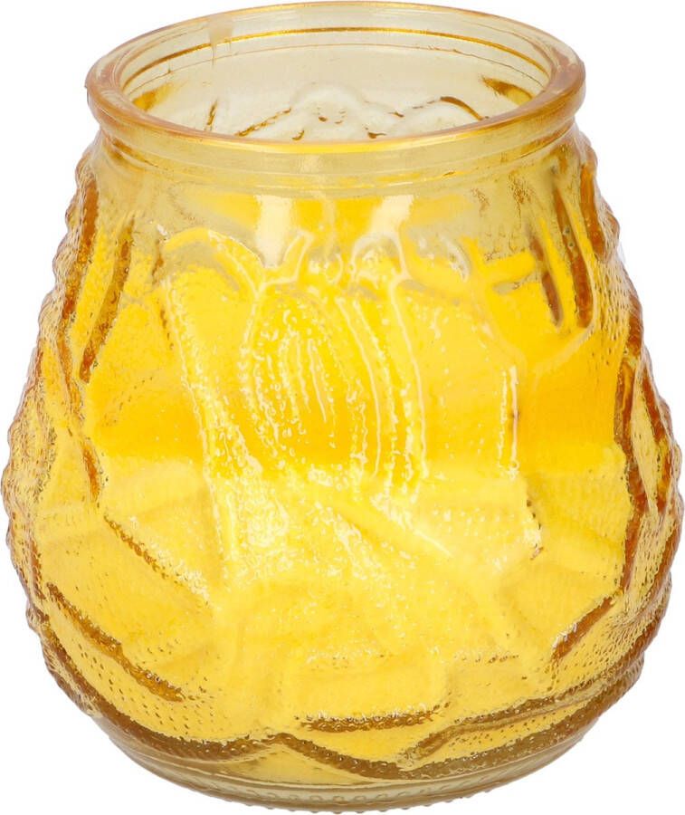 Arti casa 1x Citronella lowboy tuin kaarsen in geel glas 10 cm Anti muggen insecten artikelen