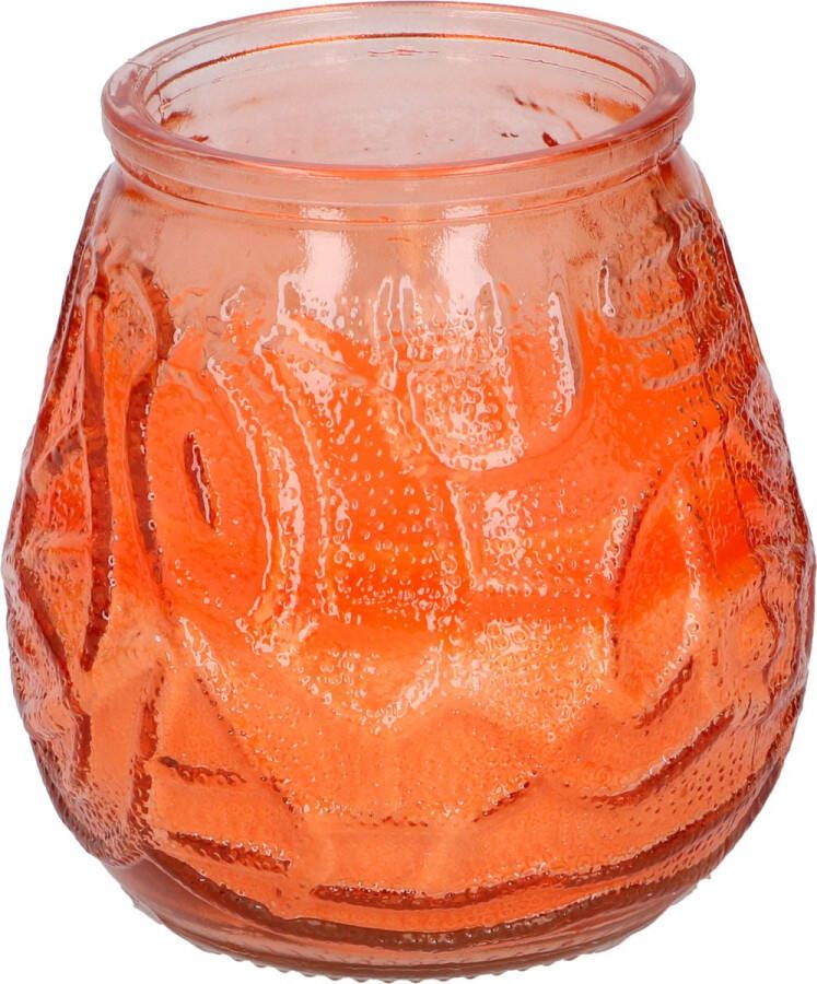 Arti casa 1x Citronella lowboy tuin kaarsen in oranje glas 10 cm Anti muggen insecten artikelen