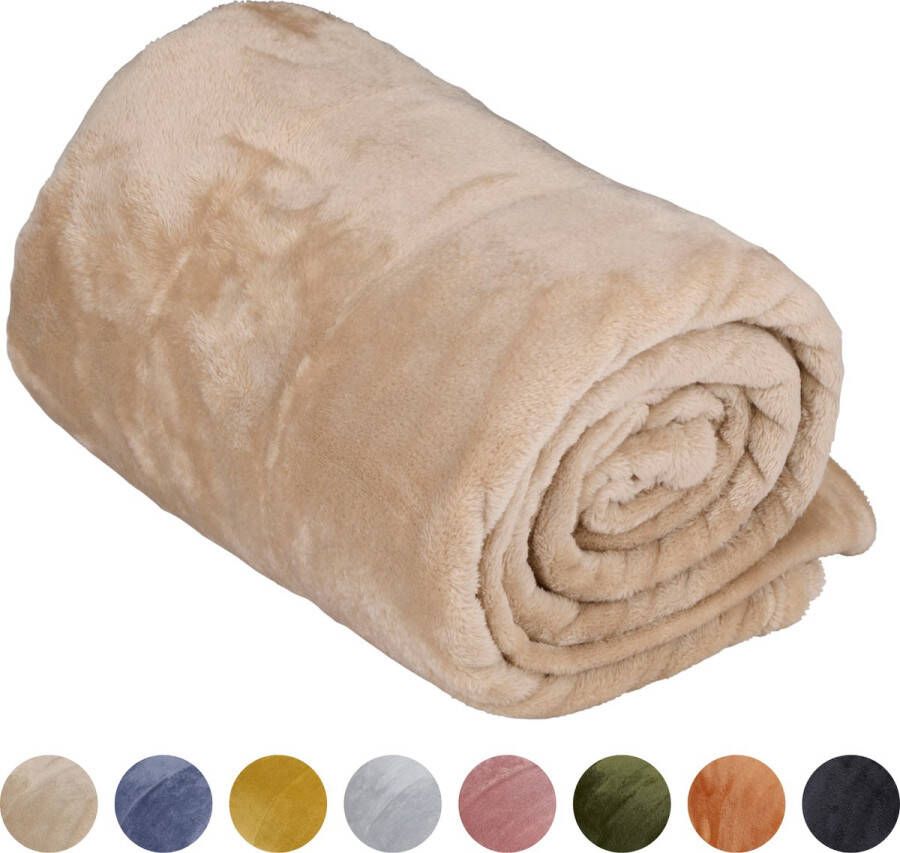 Arti casa Fleece Deken 150 x 200 CM Fleece Plaid Dekentje Bank Ook Perfect als Woondecoratie 1-Persoons Plaid Deken Wasmachinebestendig Beige Fleece Polyester