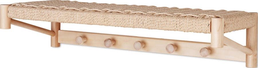 Artichok Loek houten kapstok met geweven plank 78 x 31 cm