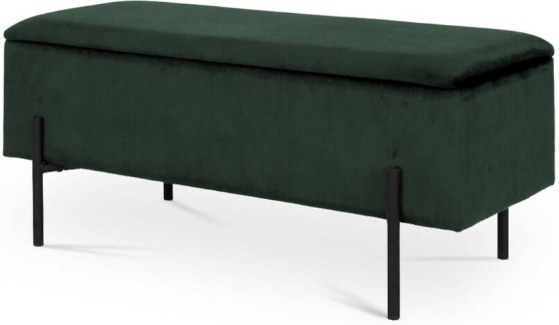 Artichok Marlou velvet bankje met opbergruimte donkergroen 95 x 46 cm