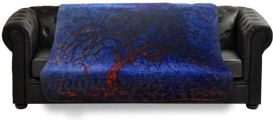 ARTICONE Dunne Fleecedeken Plaid – kunst 150 x 120 cm De rode boom van Piet Mondriaan