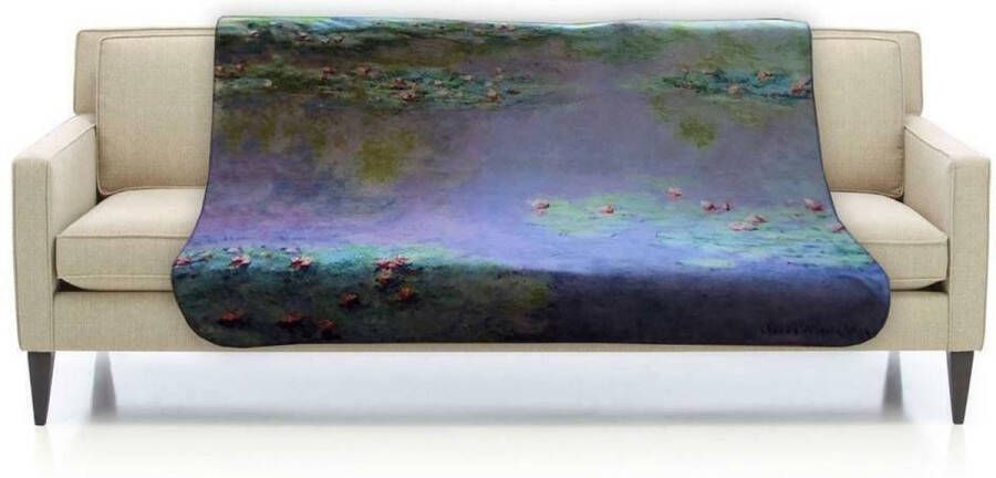 ARTICONE Dunne Fleecedeken Plaid – kunst 150 x 120 cm Waterlelies van Claude Monet