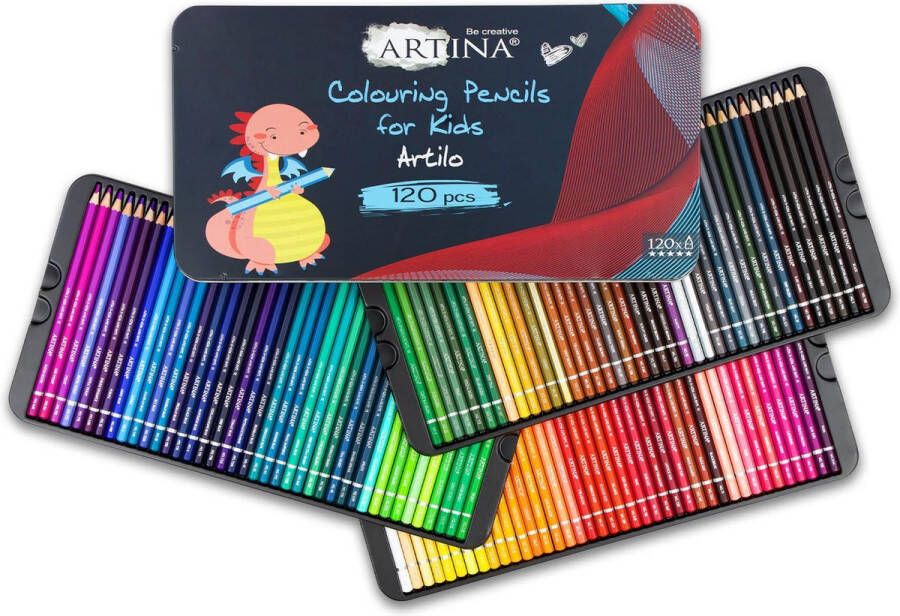 Artina Artilo potloden voor kinderen kleurpotloden set van 120 FSC Gecertificeerde stiften onbreekbaar