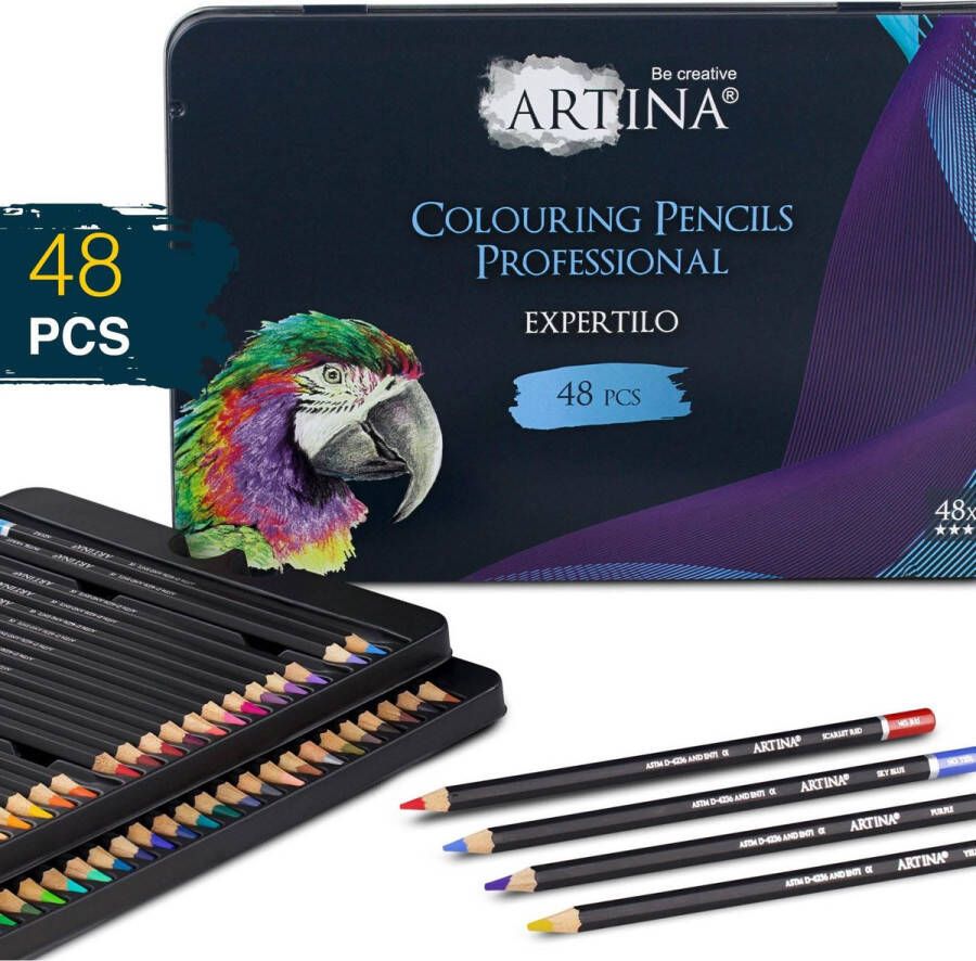 Artina Expertilo Kleurpotloden Set van 48 FSC Gecertificeerde Stiften hoog gepigmenteerd potloden