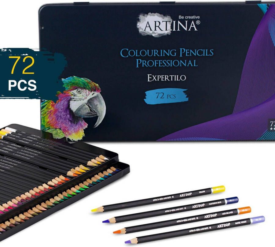 Artina Expertilo Kleurpotloden Set van 72 FSC Gecertificeerde Stiften hoog gepigmenteerd potloden