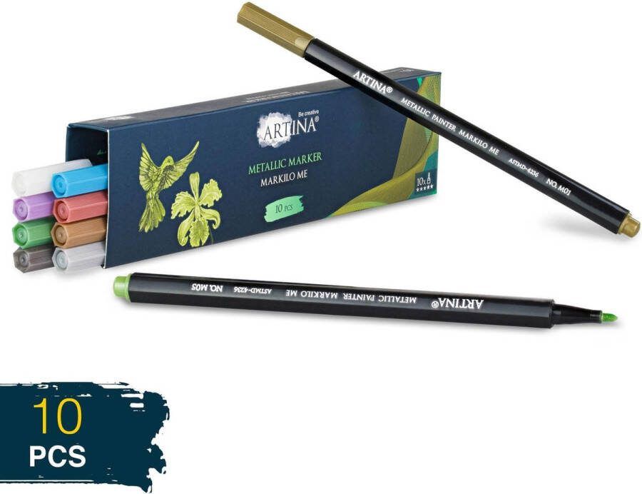 Artina Markilo ME Glanslakmarker Kalligrafie Pennen met Glans Scrapbook Stiften Set van 10 Pennen voor kreatieve DIY Projecten