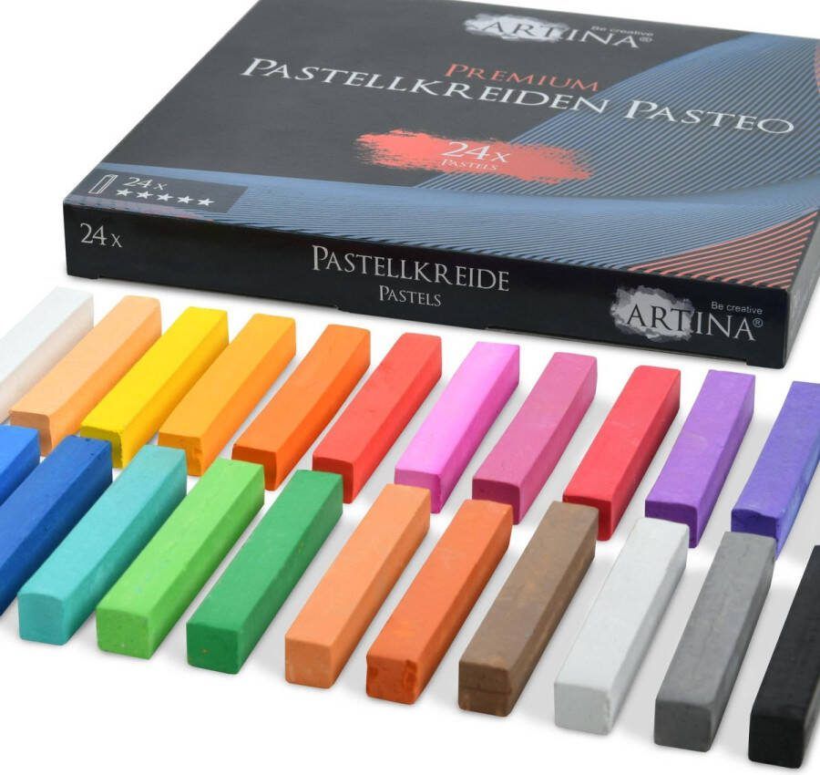 Artina Pastelkrijt voor volwassenen Pasteo Set van 24 Stuks Zachte Krijtstiften Fijne Pastelpotloden van zachte Krijt