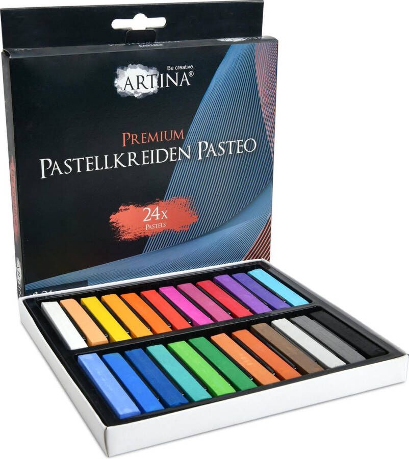 Artina Pastelkrijt voor volwassenen Pasteo Set van 24 Stuks Zachte Krijtstiften Fijne Pastelpotloden van zachte Krijt