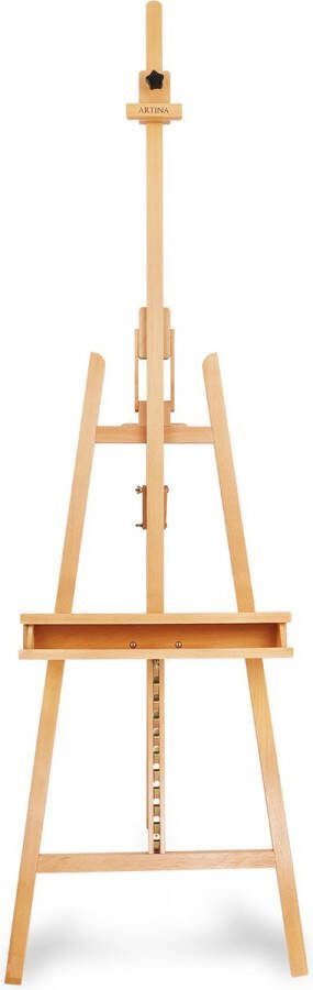 Artina Schildersezel Barcelona – Beukenhout Ezel 56x225 cm – Schilderezels voor Schildersdoeken tot 120 cm – Atelierezel met dubbele steun