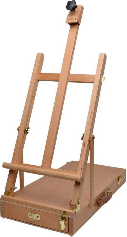 Artina Tafelezel Le Mans van beukenhout Ezel 55x29x80 cm tafelschildersezel voor doeken tot 56 cm