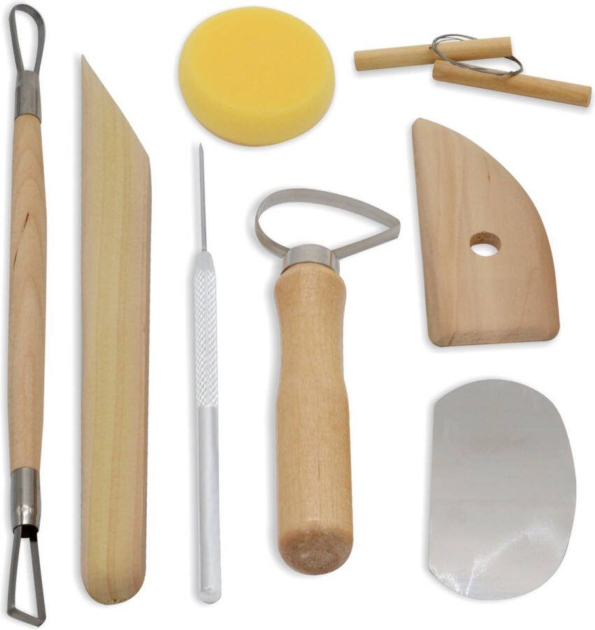 ArtJo 8-delige Klei Gereedschap Pottenbakken Boetseren Boetseer Set Beeldhouwen Boetseergereedschap Spatels Mes Mesjes Mirettes Keramiek Polymeer Boetseerklei Modelleer Kleigereedschap