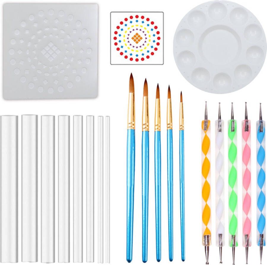 ArtJo Mandala set 20 stuks Schilderen Dotting Tools Verf accessoires – Schilderset – Sjabloon Tekenen Voor Volwassenen Penselen Sjablonen Nail art