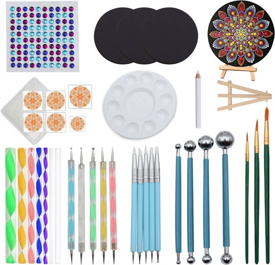 ArtJo Mandala set 38 stuks Schilderen Dotting Tools Verf accessoires – Schilderset – Sjabloon Tekenen Voor Volwassenen Penselen Sjablonen Nail art