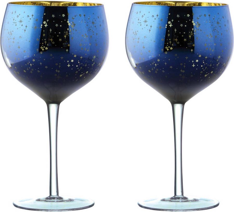 Artland The Sommelier Collection Artland set van 2 blauwe Galaxy gin glazen blauw met sterren 70 CL