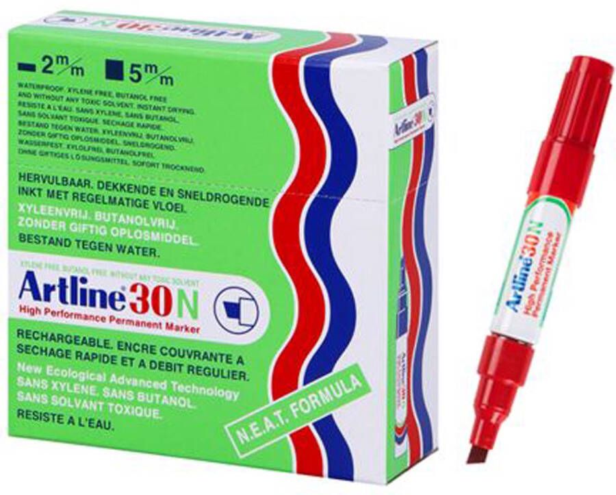 Artline NEAT 30 Permanent Marker Box Set van 12 Stuks 2 0-5 0mm Rood