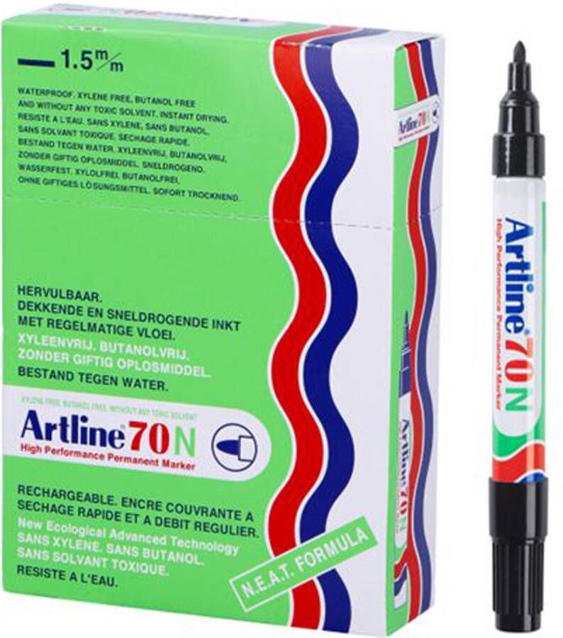 Artline NEAT 70 Permanent Marker Set van 12 Stuks 1 5mm Puntdikte Zwart