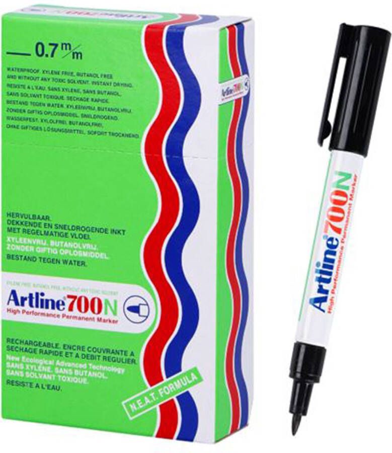 Artline NEAT 700 Permanent Marker Set van 12 Stuks 0 7 mm Puntdikte Zwart