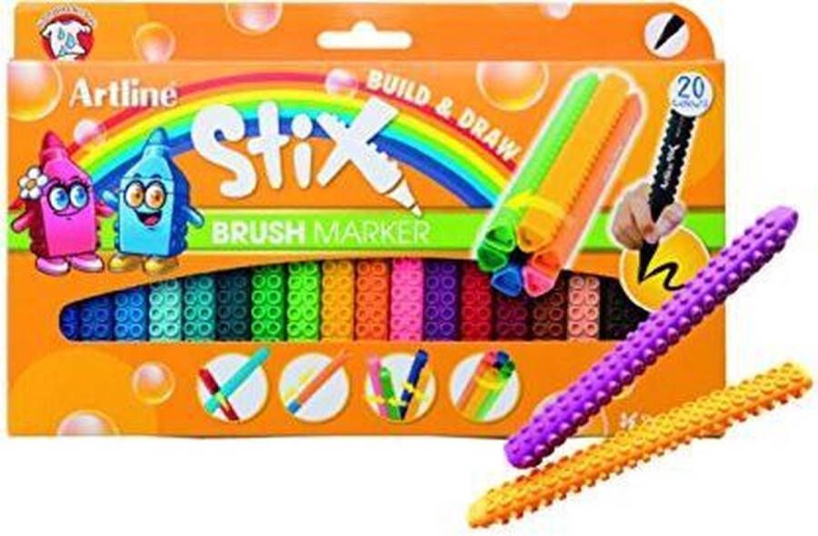 Artline Stix brush pen voor handlettering en kleuren set van 20 kleuren