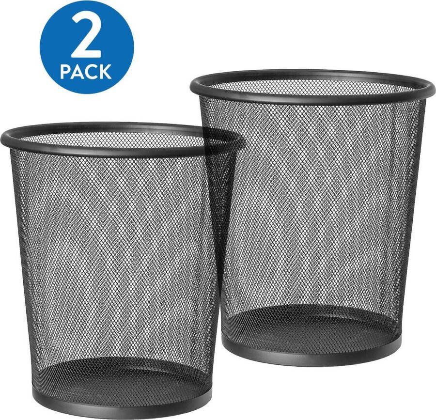 Artmoon MESH Robuuste RVS Mesh Prullenbak Paper Waste Trash Can Bin Met Open Top Voor In Keuken Kantoor Slaapkamer Badkamer Bureau Prullen Mand 12 Liter Set Van 2 Stuks