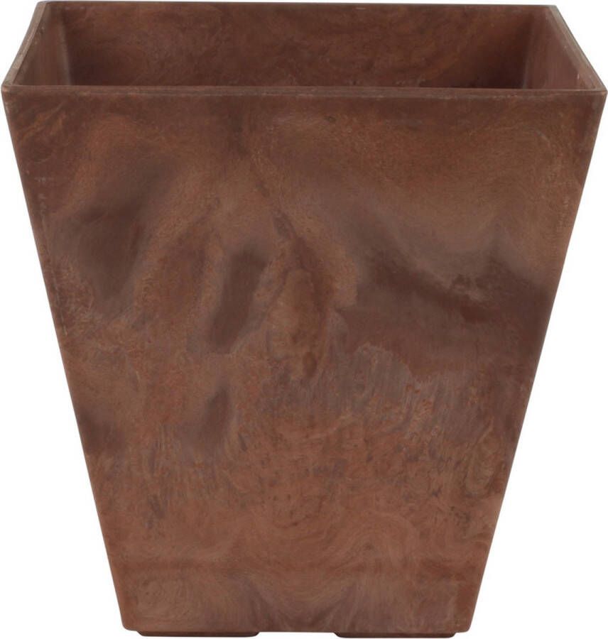 Ter Steege Bloempot plantenpot gerecycled kunststof steenpoeder terra bruin dia 15 cm en hoogte 15 cm Binnen en buiten gebruik