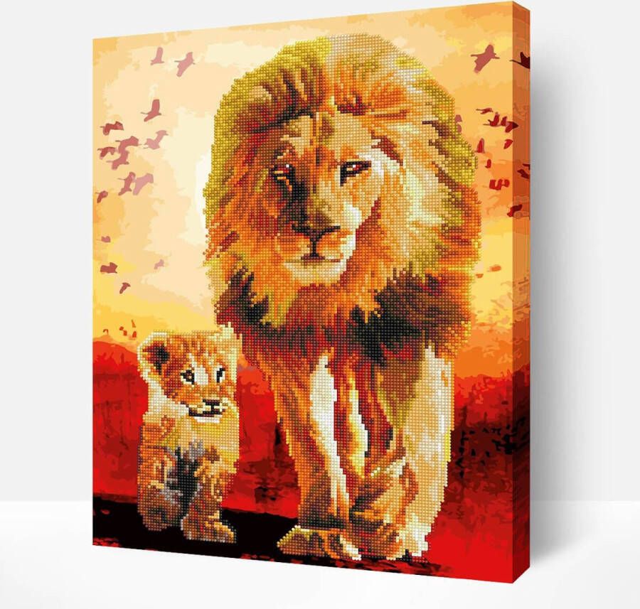 Arty Bee Schilderen Op Nummer Volwassenen DIY Hybrid Paint By Number Diamond Painting Compleet Hobby Pakket op Frame met Vernis The Lion King 40x50cm