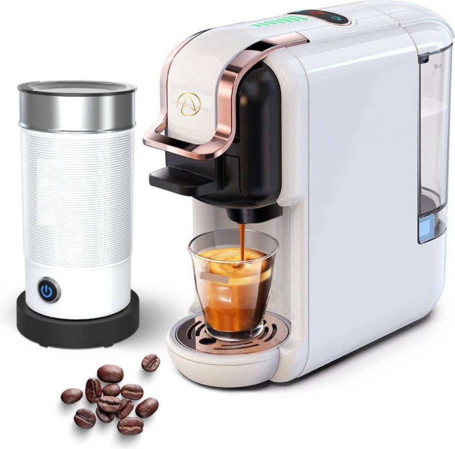 Arvona 5 in 1 Koffiemachine Koffiezetapparaat Koffie Automaat Automatisch Nespresso Dolce Gusto Koffiepoeder Koffiepads Wit