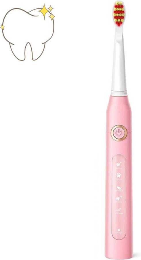 Arvona Electric Toothbrush Elektrische Tandenborstel 5 Standen Inclusief 3 Opzetborstels Sonisch Waterdicht Roze