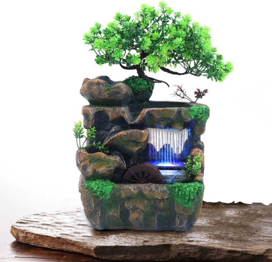 Arvona Kamerfontein Waterval Glas Tafelfontein LED Licht Waterornament Indoor Fontein Bali