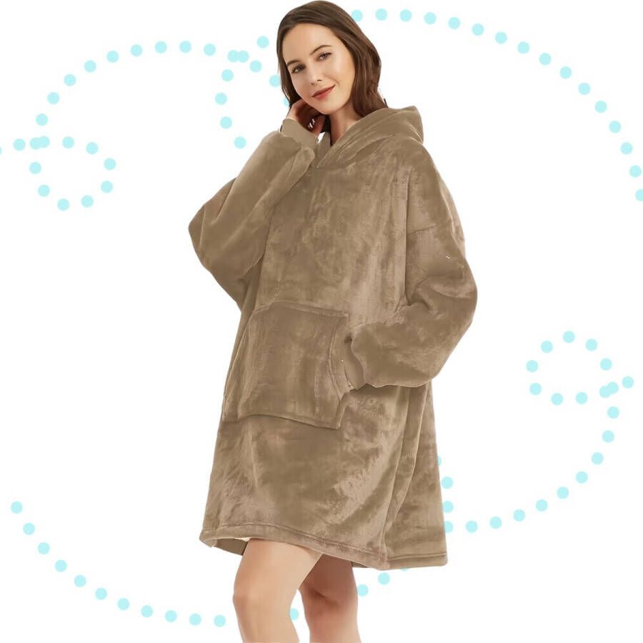 Arvona Oversized Snuggle Hoodie Deluxe Snuggie Hoodie Deken Plaid Met Mouwen Blanket Fleece Deken Comfy Goud
