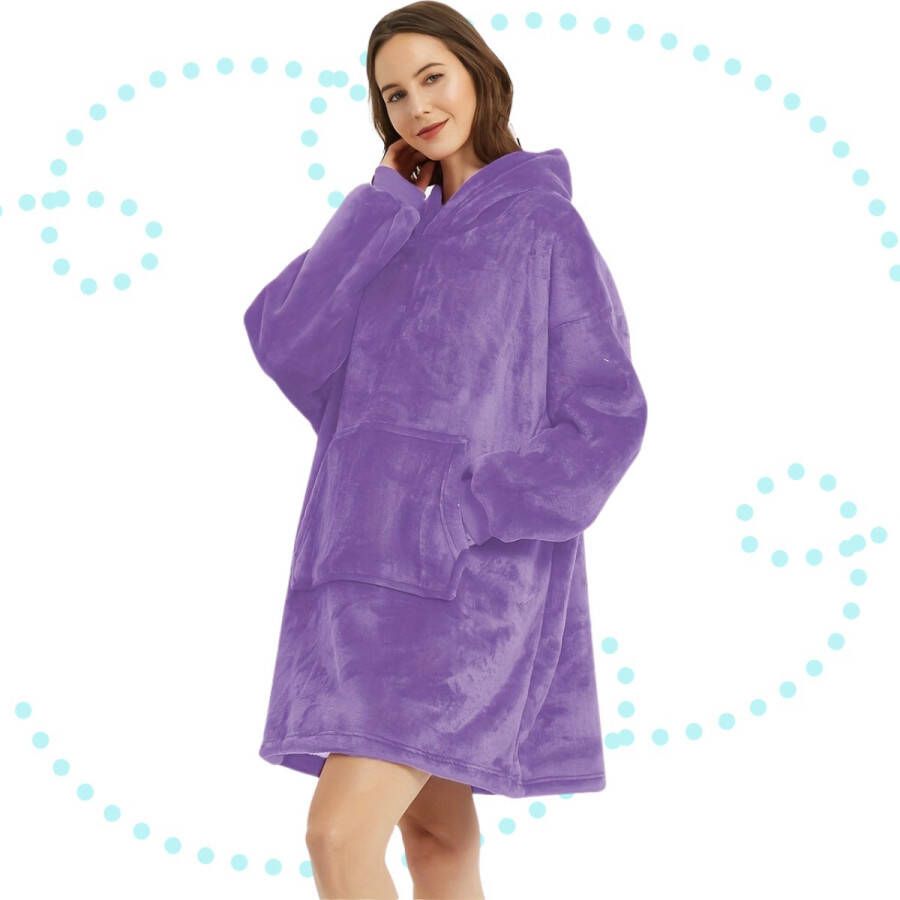 Arvona Oversized Snuggle Hoodie Deluxe Snuggie Hoodie Deken Plaid Met Mouwen Blanket Fleece Deken Comfy Paars
