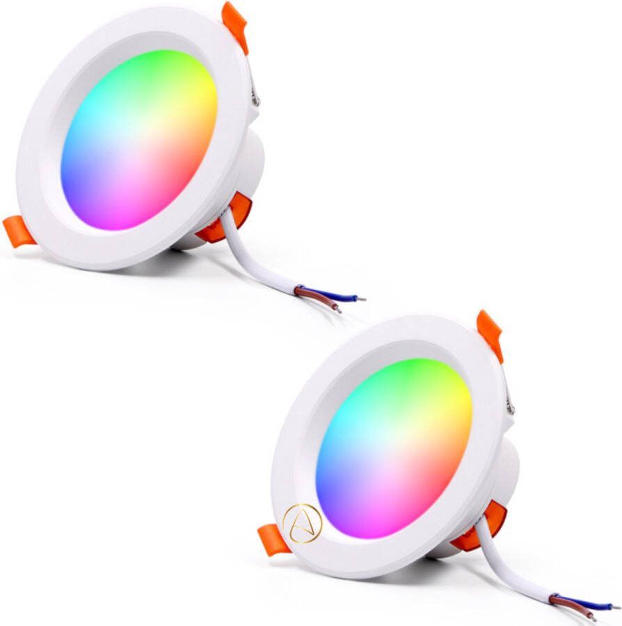 Arvona RGB LED Schijnwerper Plafondlamp Plafonniere LED Breedstraler Met APP 2 Stuks